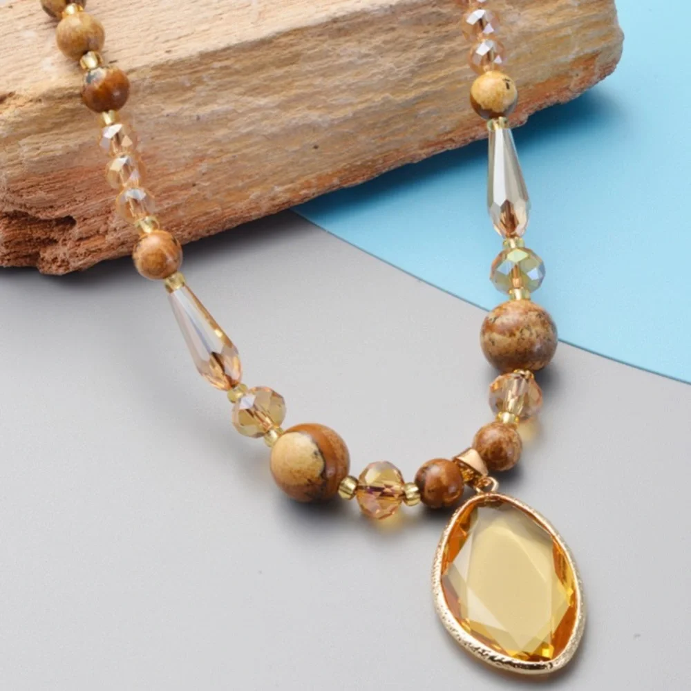 Picture Jasper Bead Necklace